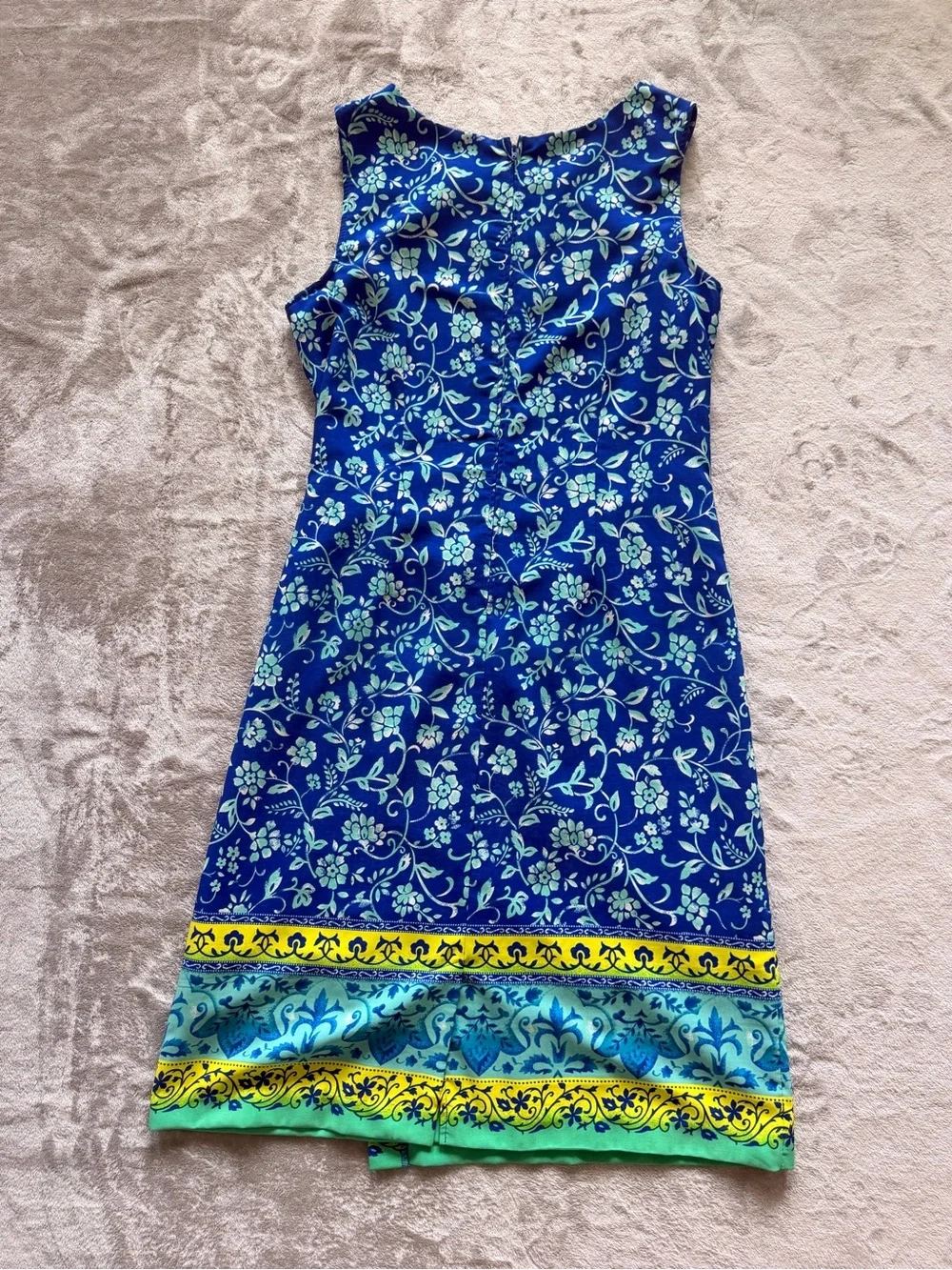 Sag Harbor 18 Blue Floral Border Wrap Dress Sleeveless